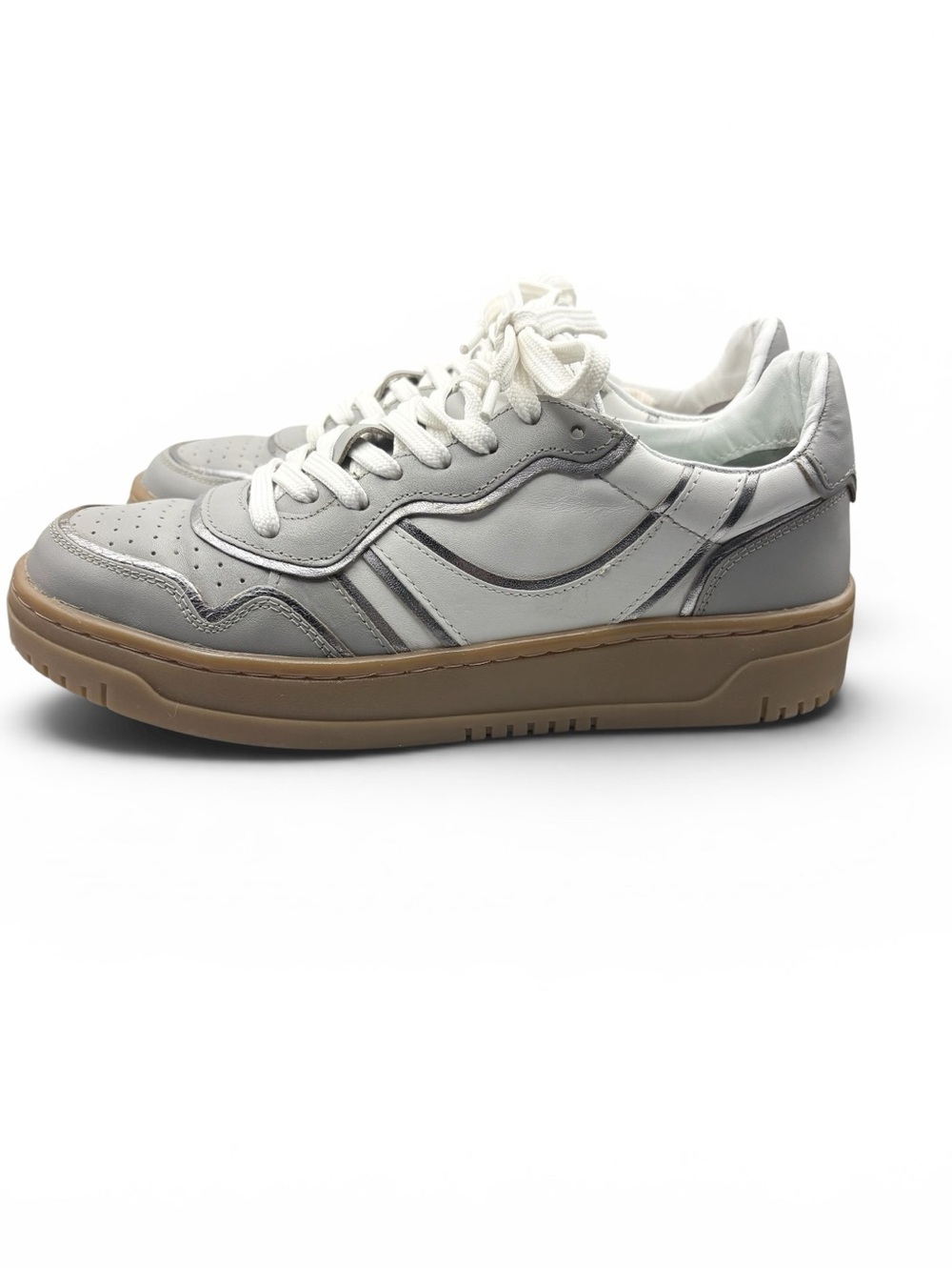 Free People Retro Thirty Love Sneakers Grey & White Colorblock Leather